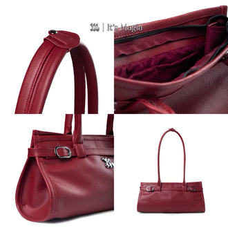 magia rebecca leather shoulder bag – bordo kadın çantası