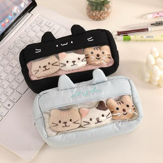 cute cat pencil case sevimli kedi desenli peluş kalemlik
