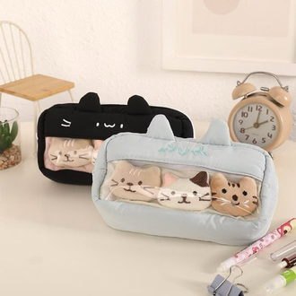 cute cat pencil case sevimli kedi desenli peluş kalemlik