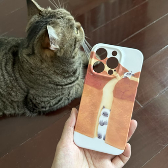 cozy brown cat aesthetic iphone telefon kılıfı şirin minimal tasarım