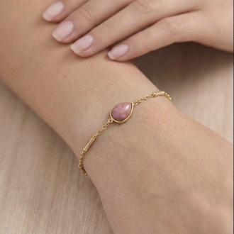 Pink Oval Bileklik | Gold