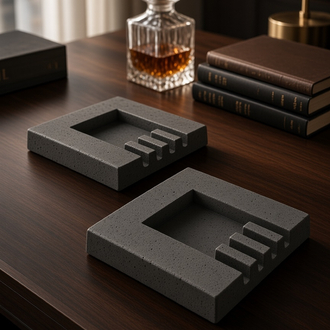 Modern - Minimalist Kül Tablası - İkili Set - Gri