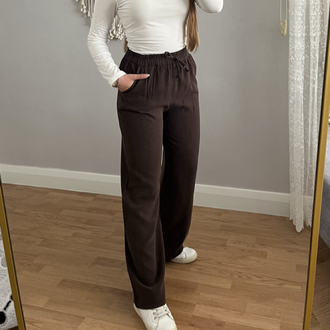 Tensel Kot Bol Paça Pantolon Kahve