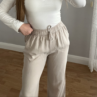 Tensel Kot Bol Paça Pantolon Bej