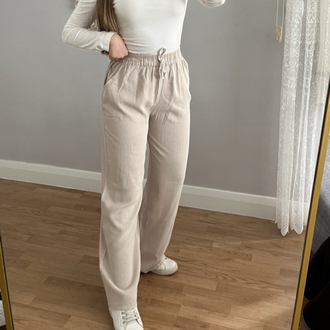 Tensel Kot Bol Paça Pantolon Bej