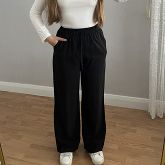 Tensel Kot Bol Paça Pantolon Siyah