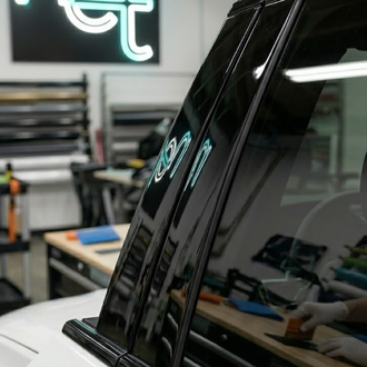 Piano Black Parlak 25x50 cm Araba Kapı Direği Kaplama - Koruma Folyosu >