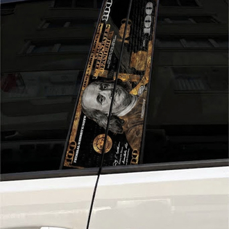 4K DOLAR Desenli Araba UV Baskı Kapı Direği Sticker - Kaplama Folyosu > Yeni Nesil Araç Aksesuar