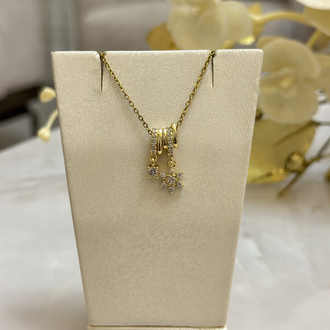 Zirkon TaŞlı Sallantılı Çiçek ModeL CHarm KoLye