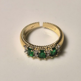 Özel Seri Baget Yeşil Ayarlanabilir Yüzük Gold / VYZ7823