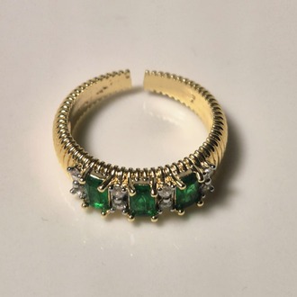 Özel Seri Baget Yeşil Ayarlanabilir Yüzük Gold / VYZ7823