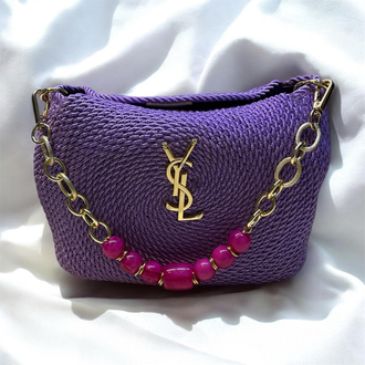 YSL Hasır Omuz Çantası – Gold Detaylı