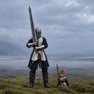 Şövalye ve Kedisi | El Boyaması 3D Baskı Figür
