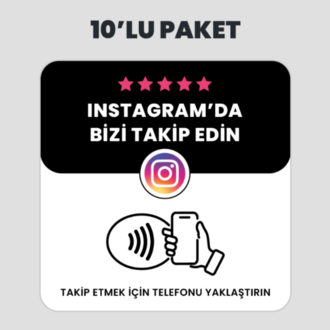 10 Adet Instagram Takip NFC Kart Paketi (Siyah)