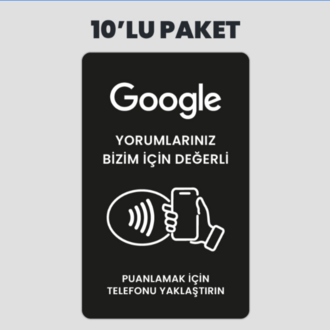 10 Adet Google Yorum Kurumsal Kartvizit NFC Kart Paketi (Siyah Alternatif)