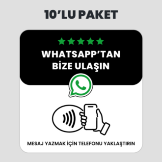 10 Adet WhatsApp İletişim NFC Kart Paketi (Siyah)