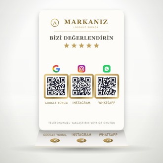 Dijital Pleksi Stand — 3 QR + 3 NFC