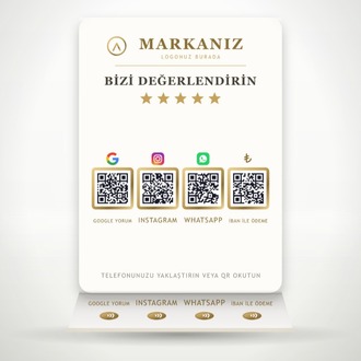 Dijital Pleksi Stand — 4 QR + 4 NFC