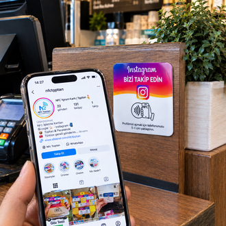 NFC Instagram Takip Kartı | Premium 3 mm Pleksi | 20 Adet