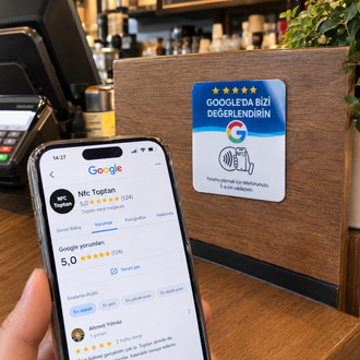 NFC Google Yorum Kartı | Premium 3mm Pleksi | 10 Adet