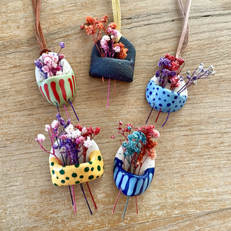 Mini Çiçek Sepetleri / 2 numaralı mavi kolye