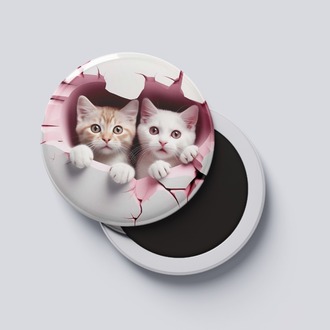 ÇİFT KEDİ TEMALI ROZEET BUTON MAGNET 5 ADET