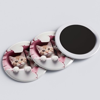 ÇİFT KEDİ TEMALI ROZEET BUTON MAGNET 5 ADET