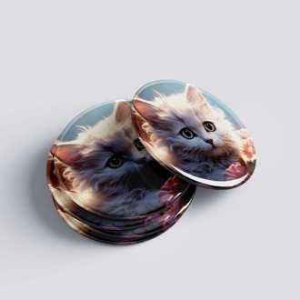 KEDİ TEMALI ROZET BUTON MAGNET 5 ADET