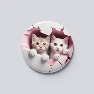 ÇİFT KEDİ TEMALI ROZEET BUTON MAGNET 5 ADET