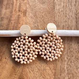 Bloom Ahşap Boncuk Detaylı Bohem Sallantılı Kadın Küpe