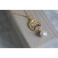Aurum Regina (altın kraliçe) kolye, (18 k altın kaplama, gerçek inci, mine, gümüş detaylar)