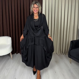 Zeyna File Etekli Takım Siyah