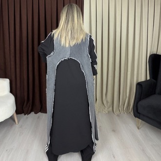 Zelva Kot Detaylı Elbise Siyah