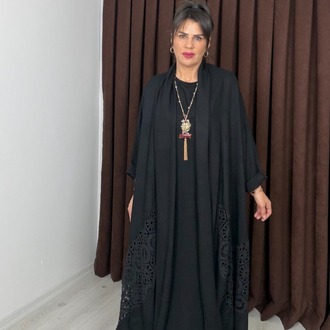 Carolina Keten Kimono Siyah