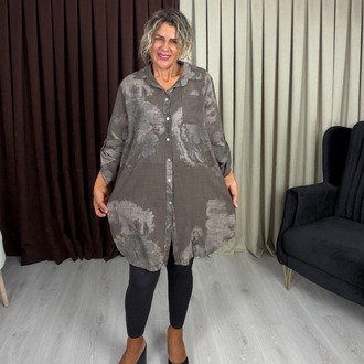 Maya Gömlek Tunik Kahve