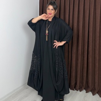 Carolina Keten Kimono Siyah