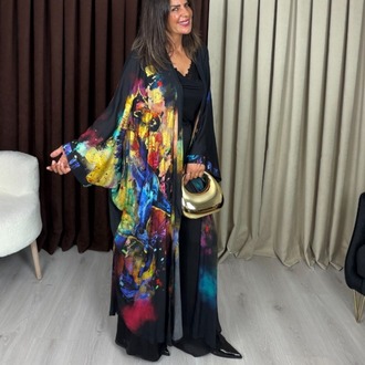 Safira Tasarım Kimono Gökkuşağı At Desenli
