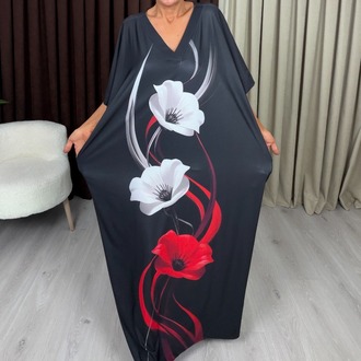 Manolya Elbise Çiçek Desenli