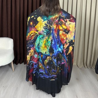 Safira Tasarım Kimono Gökkuşağı At Desenli
