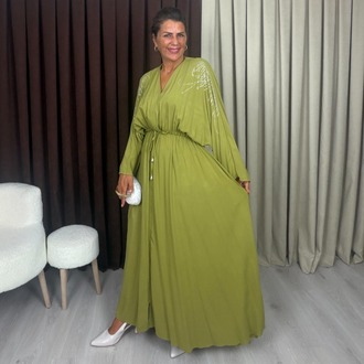Siena Taşlı Elbise Yeşil
