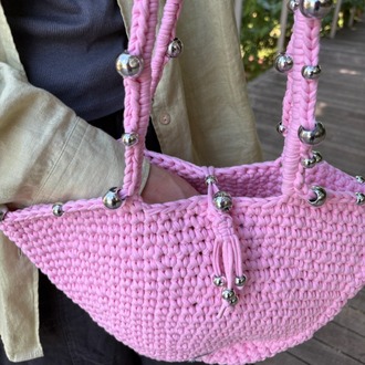 Hayali Kitap Kulübü | Boncuklu Çanta Pembe ve Kart Baskı