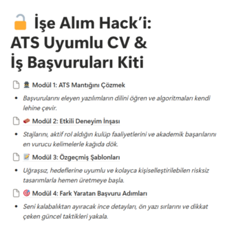  İşe Alımı Hackle: ATS Uyumlu CV & İş Başvuruları Kiti