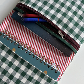 çok gözlü kitap/tablet kılıfı yeşil ekose