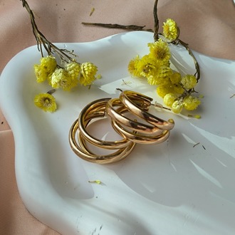 Üçlü Halka Küpe - Gold