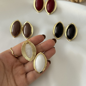 Kahve Rengi Oval Küpe 