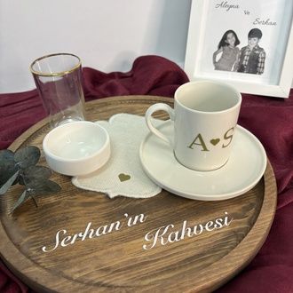 Ahşap yuvarlak damat tepsisi