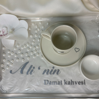 İncili kahve tepsisi