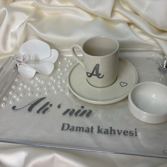 İncili kahve tepsisi