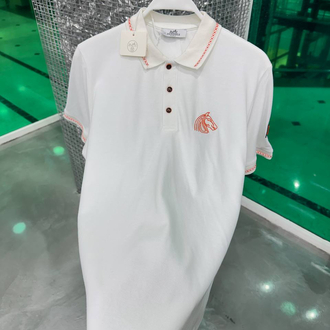 HERMES Beyaz Polo Yaka T-Shirt