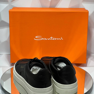 Santoni Classic Double Buckle Black White